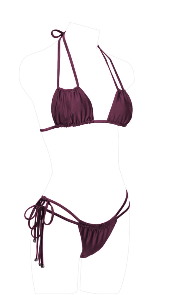 Bas de maillot de bain femme Portissol en satin & Haut Pampelonne grenat