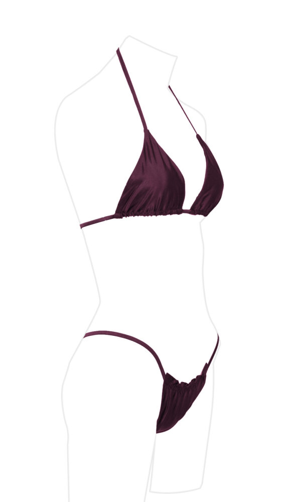 Haut de maillot de bain femme Croisette en satin & Bas Cap Brun grenat