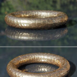 Bracelet Jonc Kelp en métal doré galvanisé ciselé, élégant et raffiné, parfait pour le style Alvana.