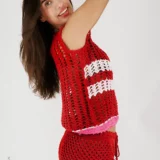 Tops Rospicco Crochet fait main Cerise & shorty - profil